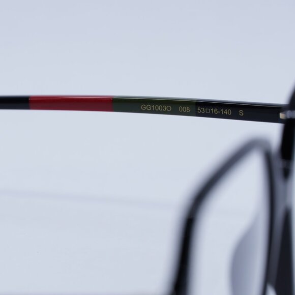 Gucci GG1003O 008 Eyeglasses Shiny Black 53mm Square Frame - Picture 7 of 11